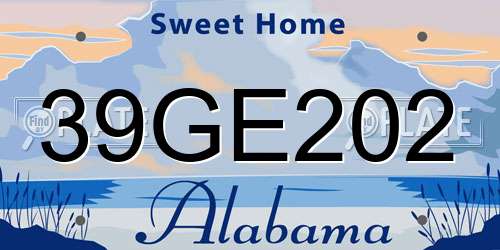 39GE202 Alabama License Plate