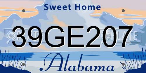 39GE207 Alabama License Plate