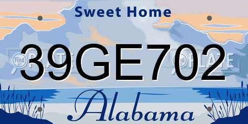 39GE702 Alabama License Plate