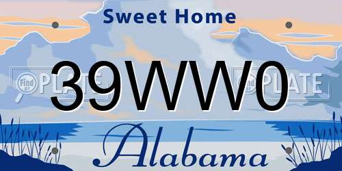 39WW0 Alabama License Plate
