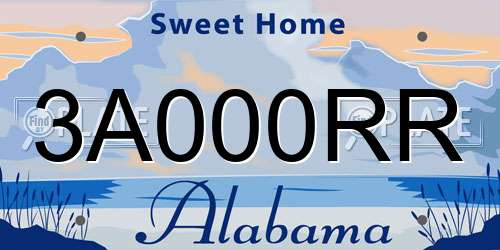 3A000RR Alabama License Plate