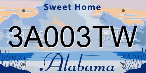 3A003TW Alabama License Plate