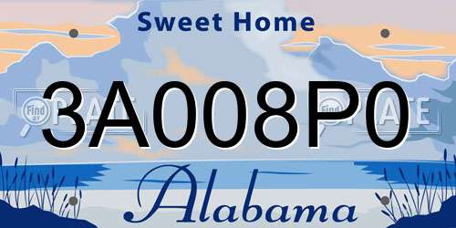 3A008P0 Alabama License Plate
