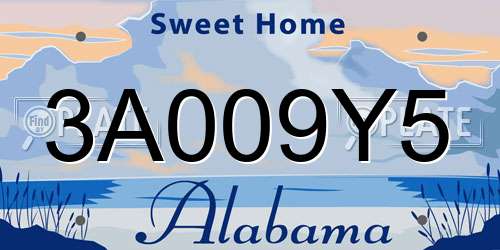3A009Y5 Alabama License Plate