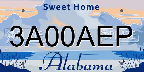 3A00AEP Alabama License Plate