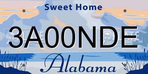 3A00NDE Alabama License Plate