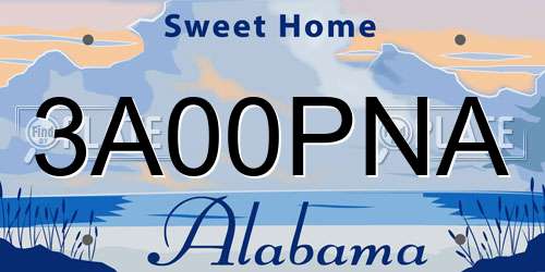 3A00PNA Alabama License Plate