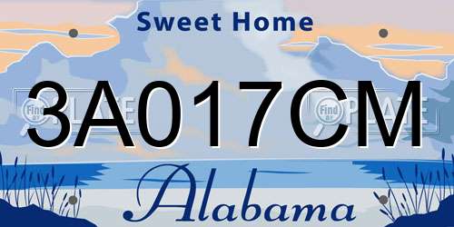 3A017CM Alabama License Plate