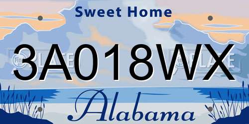 3A018WX Alabama License Plate