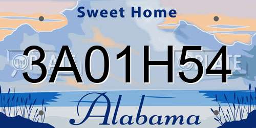 3A01H54 Alabama License Plate