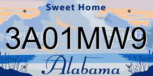 3A01MW9 Alabama License Plate
