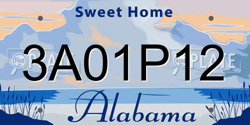 3A01P12 Alabama License Plate