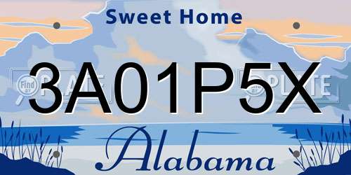 3A01P5X Alabama License Plate