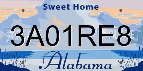 3A01RE8 Alabama License Plate