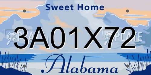 3A01X72 Alabama License Plate