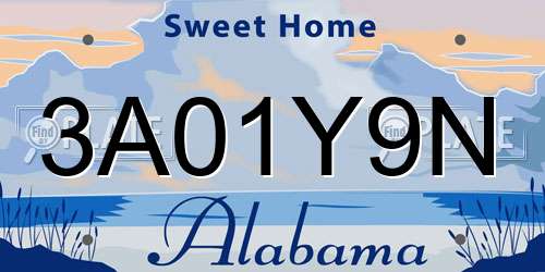 3A01Y9N Alabama License Plate