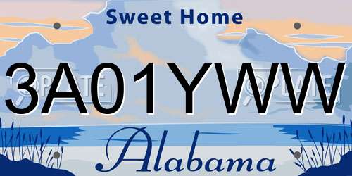 3A01YWW Alabama License Plate