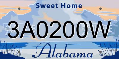 3A0200W Alabama License Plate