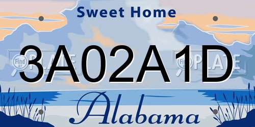 3A02A1D Alabama License Plate