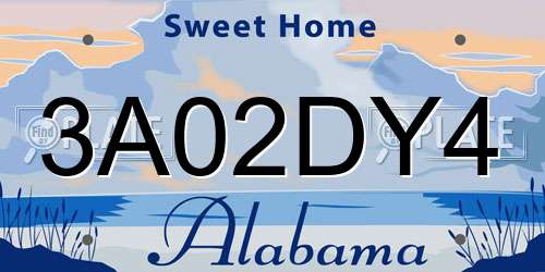 3A02DY4 Alabama License Plate