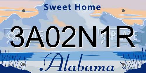 3A02N1R Alabama License Plate