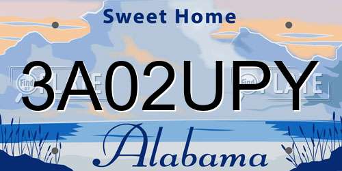 3A02UPY Alabama License Plate