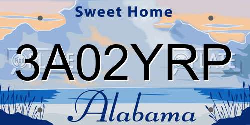 3A02YRP Alabama License Plate