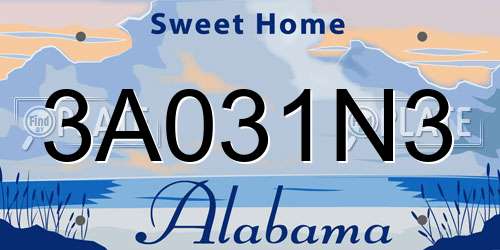 3A031N3 Alabama License Plate