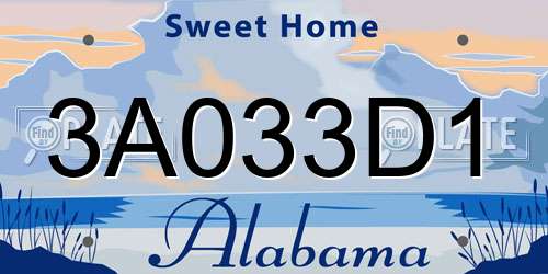 3A033D1 Alabama License Plate