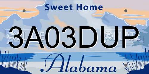 3A03DUP Alabama License Plate