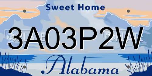 3A03P2W Alabama License Plate
