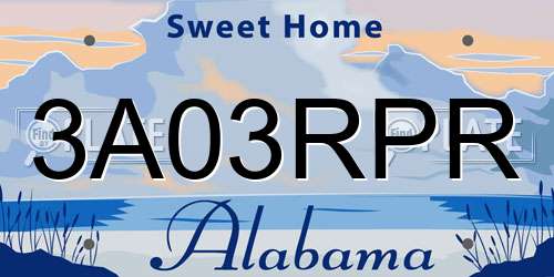 3A03RPR Alabama License Plate