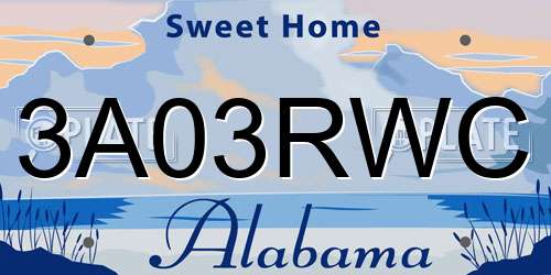 3A03RWC Alabama License Plate