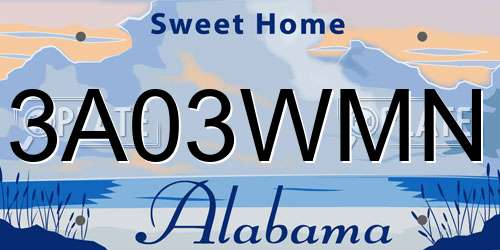 3A03WMN Alabama License Plate