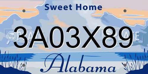 3A03X89 Alabama License Plate
