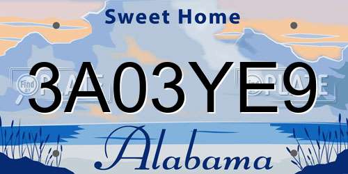 3A03YE9 Alabama License Plate