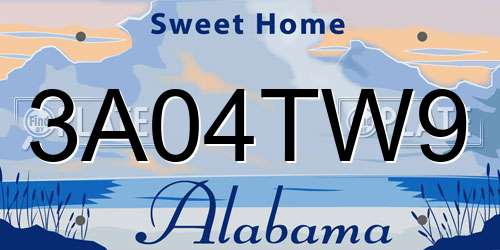 3A04TW9 Alabama License Plate