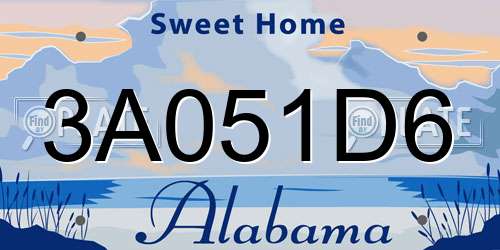 3A051D6 Alabama License Plate