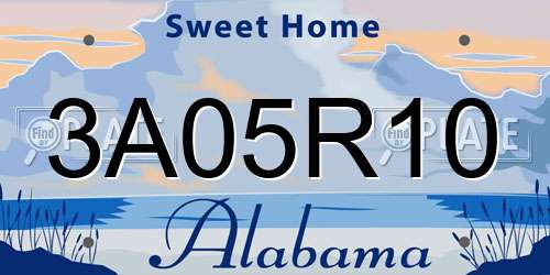 3A05R10 Alabama License Plate