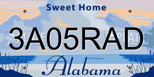 3A05RAD Alabama License Plate