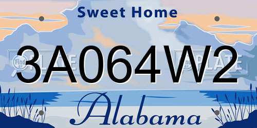3A064W2 Alabama License Plate