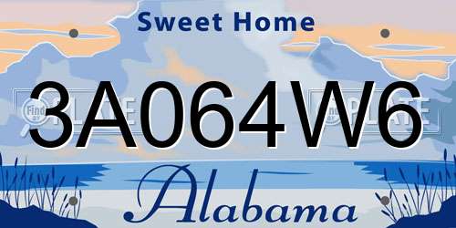 3A064W6 Alabama License Plate