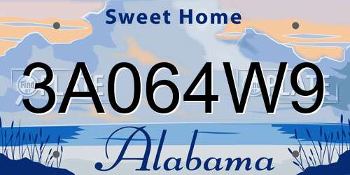 3A064W9 Alabama License Plate
