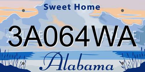 3A064WA Alabama License Plate
