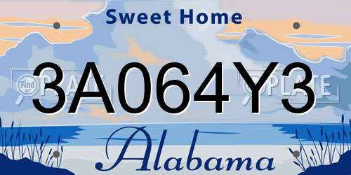 3A064Y3 Alabama License Plate