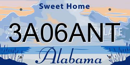 3A06ANT Alabama License Plate