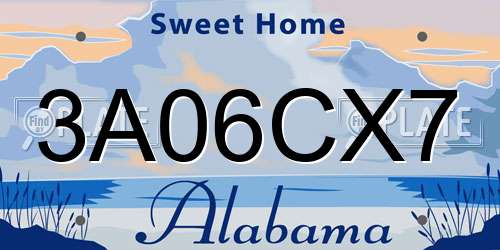 3A06CX7 Alabama License Plate