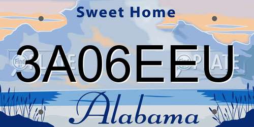 3A06EEU Alabama License Plate