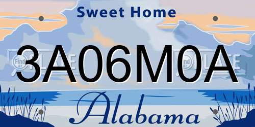 3A06M0A Alabama License Plate