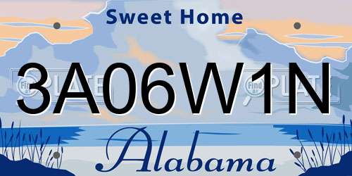 3A06W1N Alabama License Plate